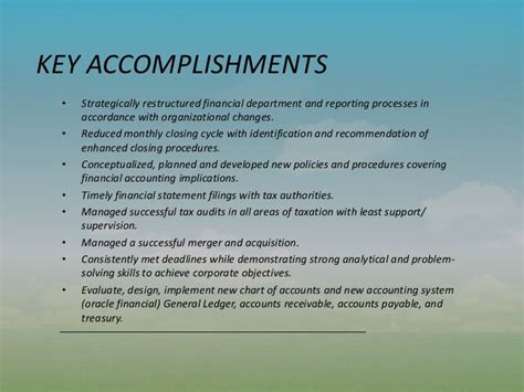  Overview of Accomplishments and Financial Success 