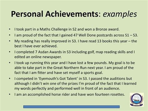  Personal and professional achievements 