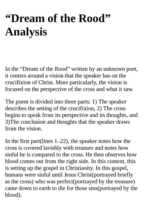 Analysis of Themes: Unveiling the Central Messages in Dream about the Rood