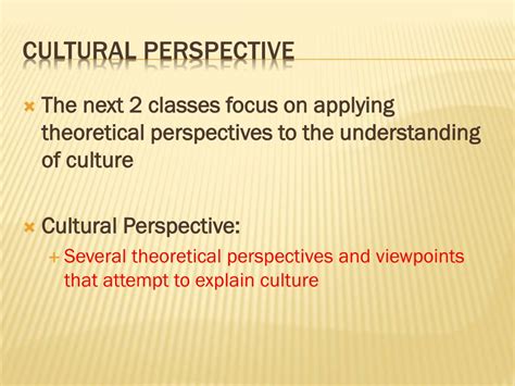 Analyzing the Cultural Perspectives