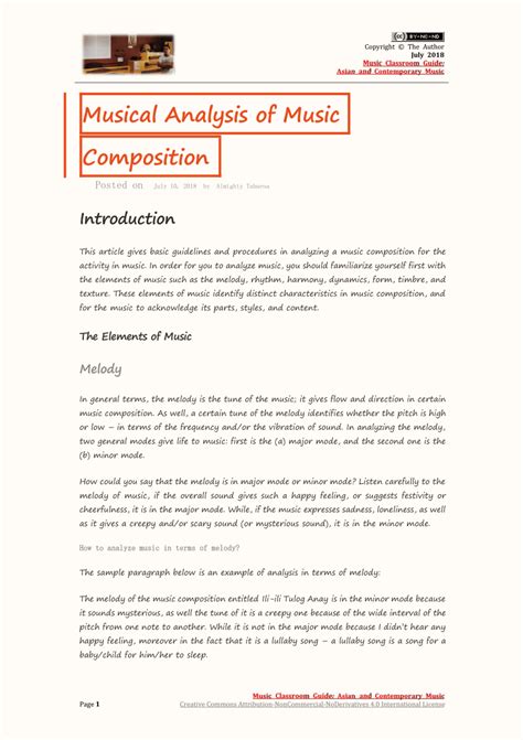 Analyzing the Musical Composition