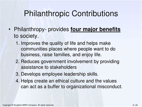 Contributions to Philanthropic Endeavors