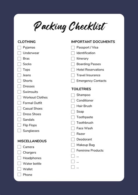 Create a Packing Checklist