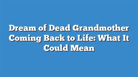 Dreams of an Expectant Grandma: What Could They Represent?