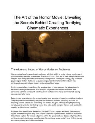 Exploring the Psychological Effects of Terrifying Cinematic Experiences