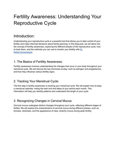 Fertility Awareness: Understanding Your Reproductive Cycle