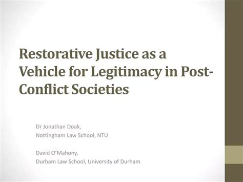 From Verbal Expressions to Concrete Solutions: Enforcing Restorative Justice in Post-Conflict Societies