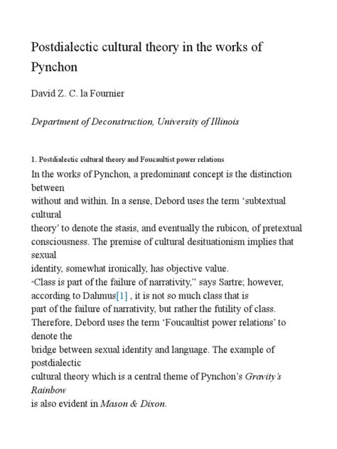 Investigate Pynchon's Impact on Postmodern Literature and Cultural Discourse