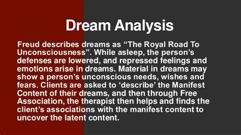 Psychoanalytic Perspective on the Symbolism in the Dream Imagery