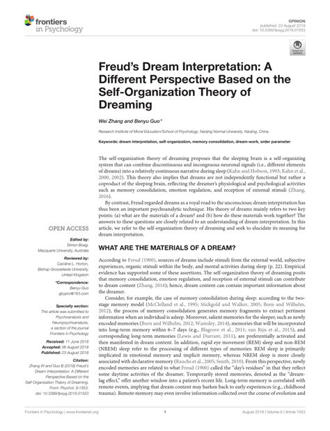 Psychological Perspectives on the Interpretation of Dreams