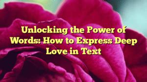 The Art of Expressing Affection through Words