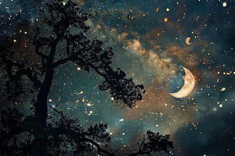 The Celestial Symphony: Moon and Stars in Perfect Harmony