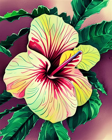 The Creative Expression of a Hibiscus Flower's Enchanting Splendor