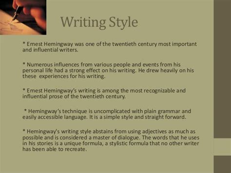 The Influences and Impact of Hemingway's Writing Style