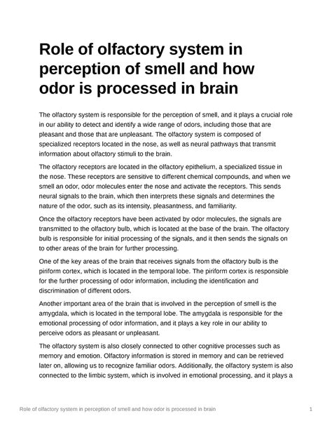 The Role of Odor Perception in the Realm of Dreams