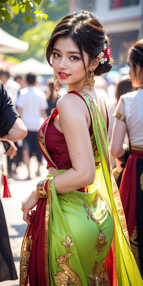 The captivating charm of a vibrant crimson sari