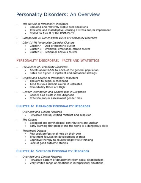 Understanding Personality Disorders: A Comprehensive Overview