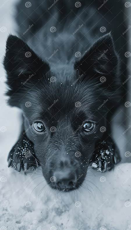 Visions of a Snowy Canine with Sapphire Gaze